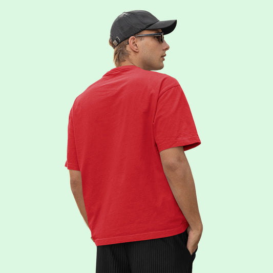 Unisex- Plain Premuim Over Sized T-Shirts Red - VIGOR99