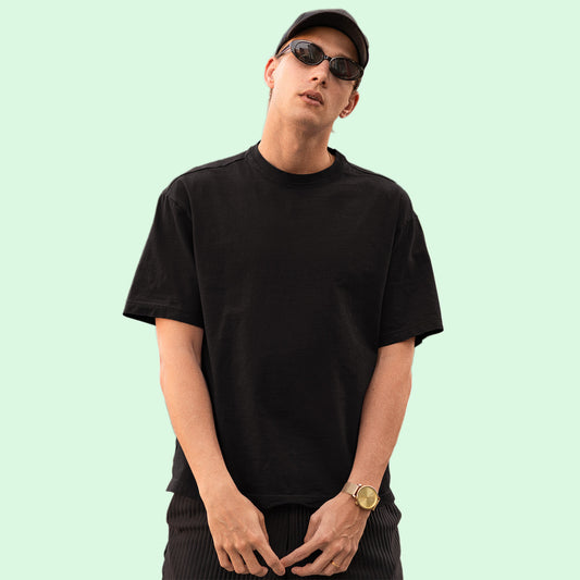 Unisex- Plain Premuim Over Sized T-Shirts Black - VIGOR99