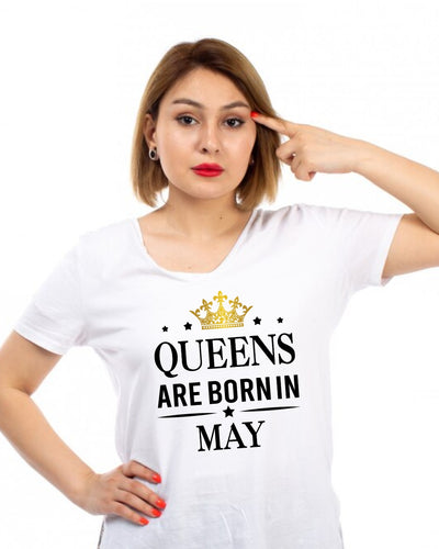 Queens Are Born In May | Birthday T-Shirt