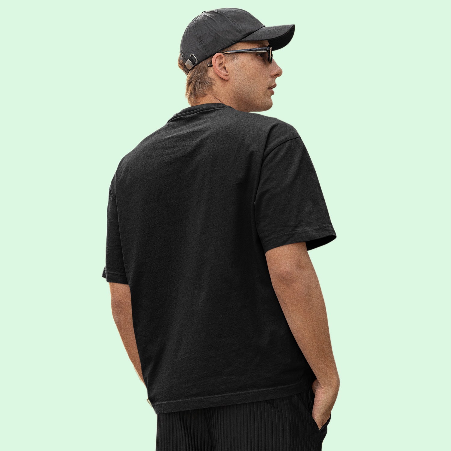 Unisex- Plain Premuim Over Sized T-Shirts Black - VIGOR99