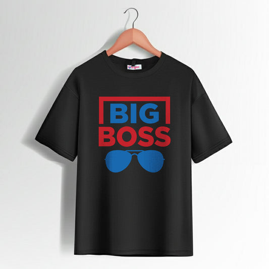 Black Big Boss Printed T-Shirt with bold white lettering design for confident men