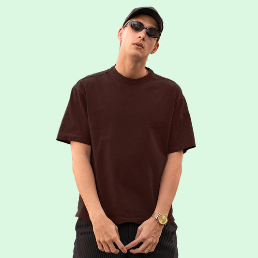 Unisex- Plain Premuim Over Sized T-Shirts Brown - VIGOR99