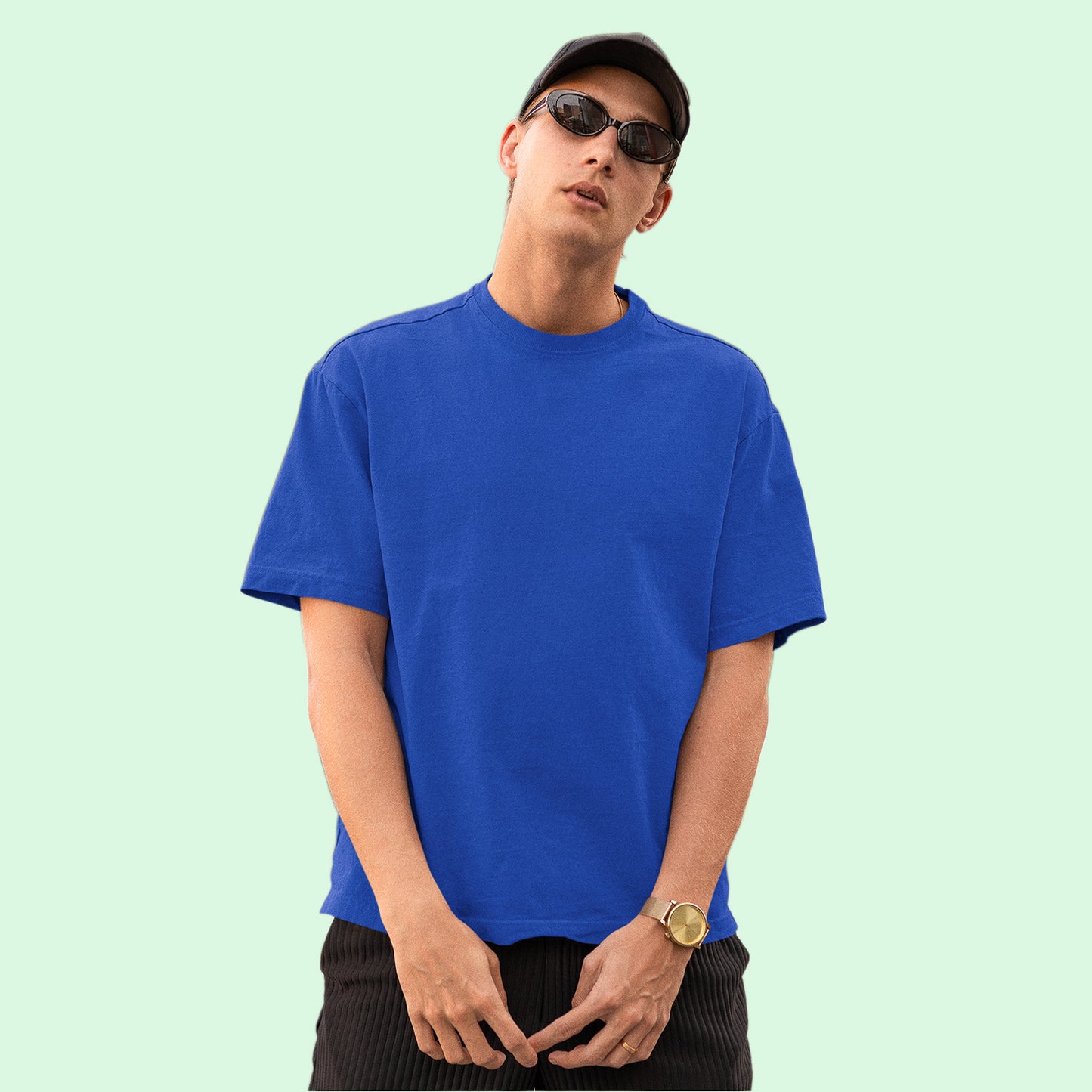 Unisex- Plain Premuim Over Sized T-Shirts Blue - VIGOR99
