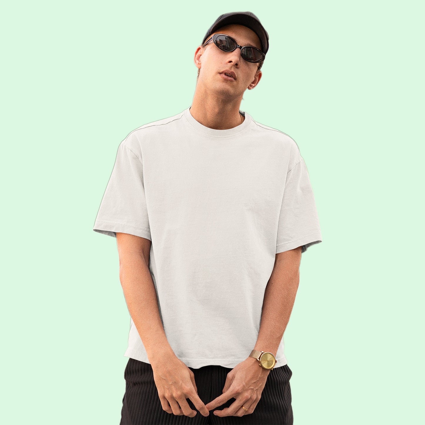 Unisex- Plain Premuim Over Sized T-Shirts White - VIGOR99