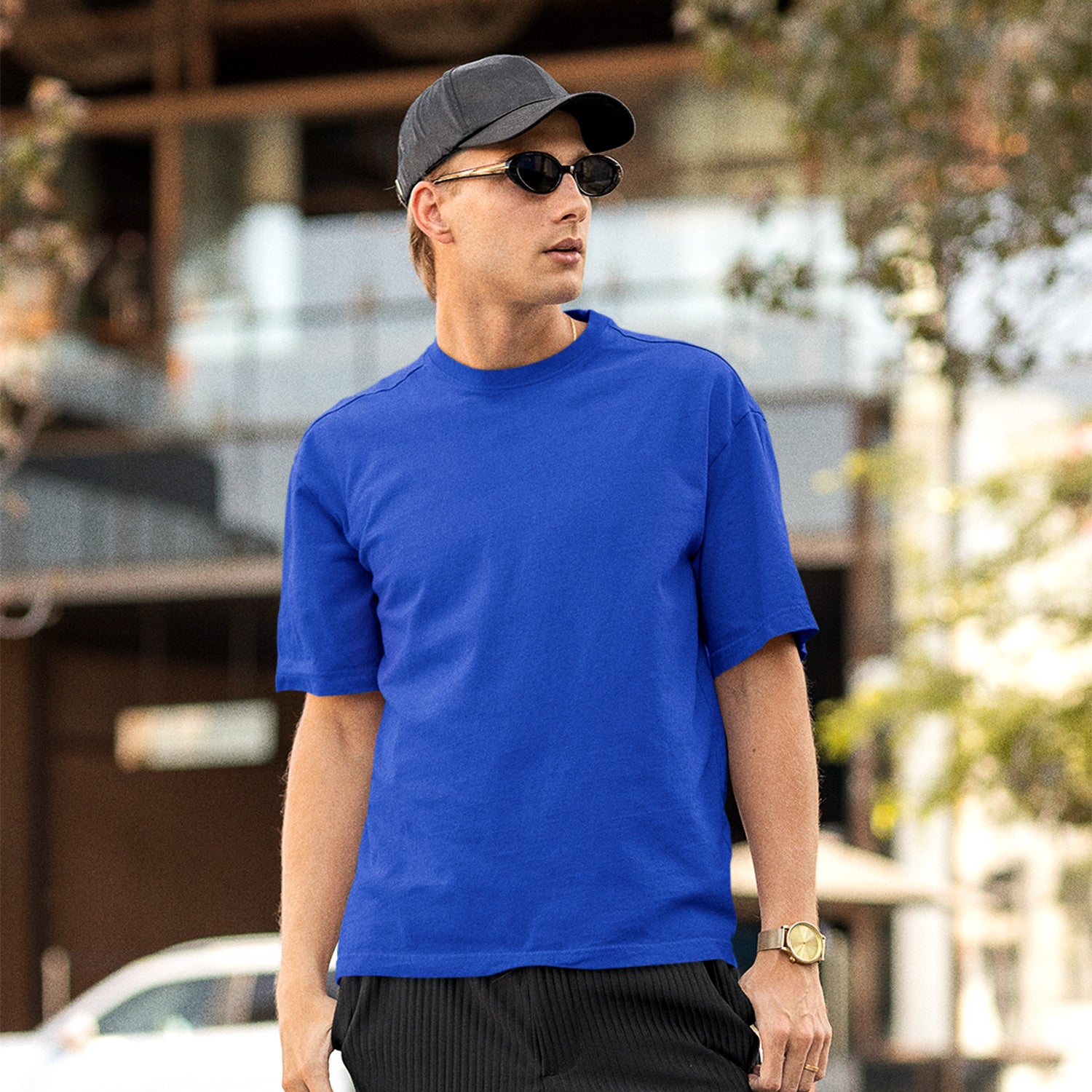 Unisex- Plain Premuim Over Sized T-Shirts Blue - VIGOR99