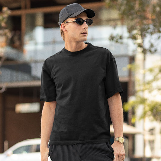 Unisex- Plain Premuim Over Sized T-Shirts Black - VIGOR99
