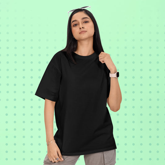 Unisex- Plain Premuim Oversized T-Shirts Black - VIGOR99
