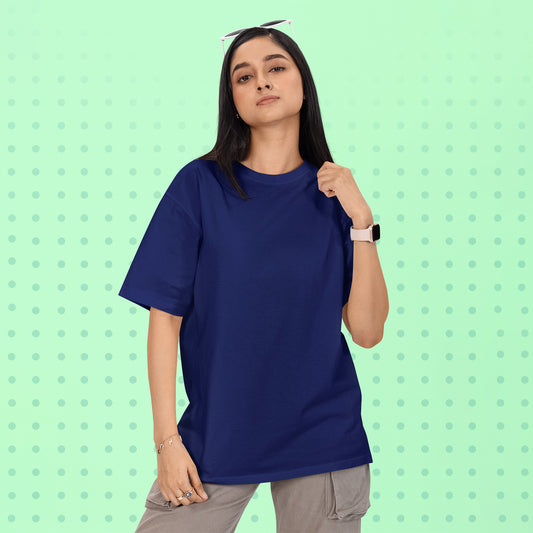 Unisex- Plain Premuim Oversized T-Shirts Navy blue - VIGOR99