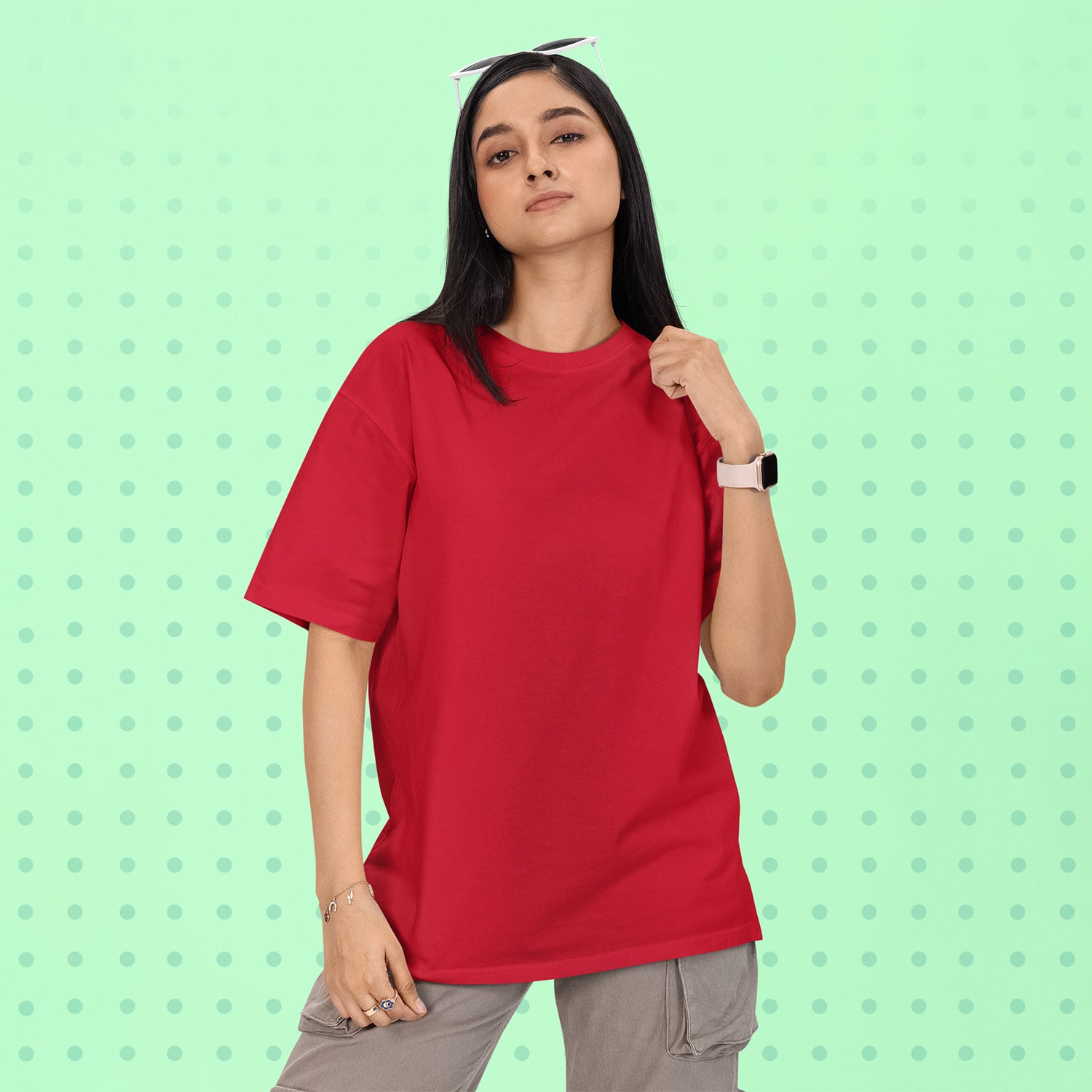 Unisex- Plain Premuim Oversized T-Shirts Red - VIGOR99