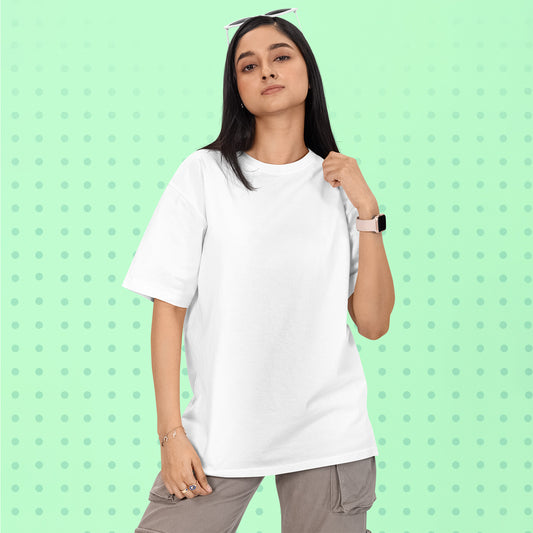 Unisex- Plain Premium Designed Oversized T-Shirts White - VIGOR99
